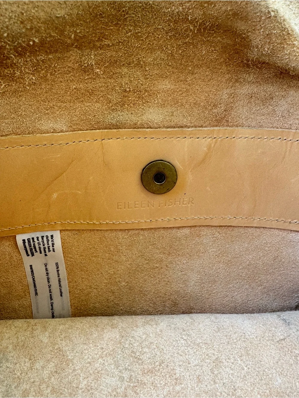 Eileen Fisher Tan Leather Roll-Top Backpack - Minimal Bag